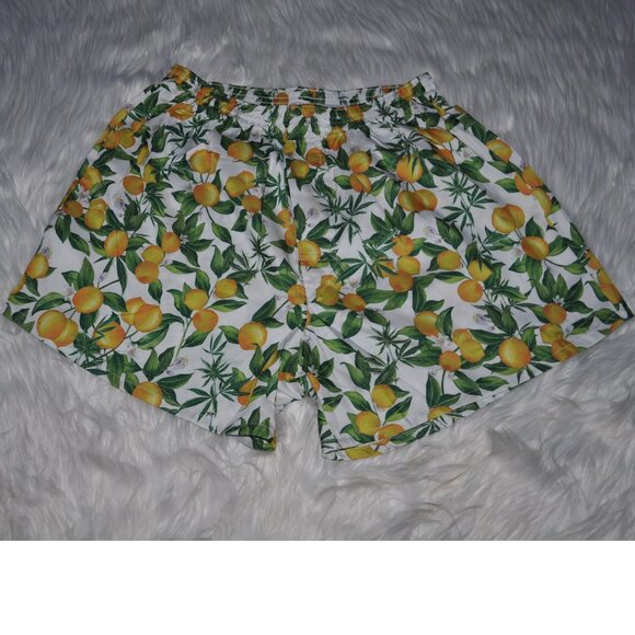 Women's Sundae School Yellow Green White Lemon NoveltyPrint Pull On Shorts - Picture 1 of 4